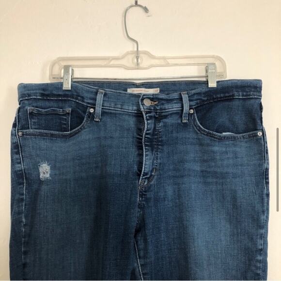 Levi's Jeans Shaping Skinny Leg Mid Rise Distressed Blue Denim Jeans Pants - Picture 6 of 9